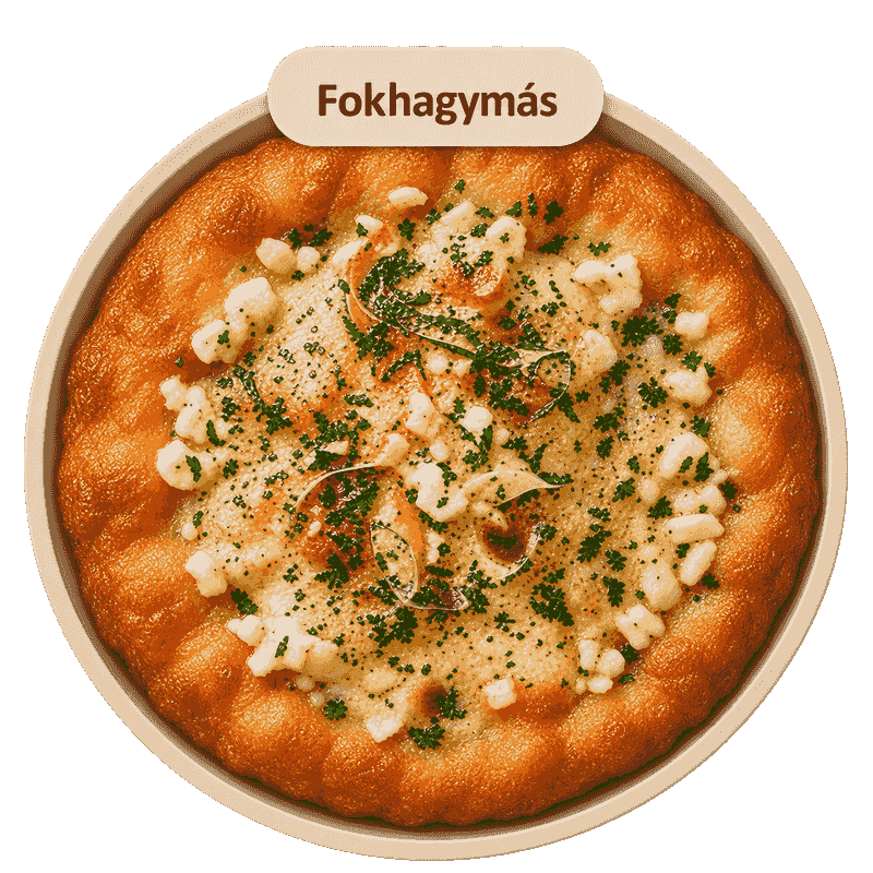 Round garlic lángos